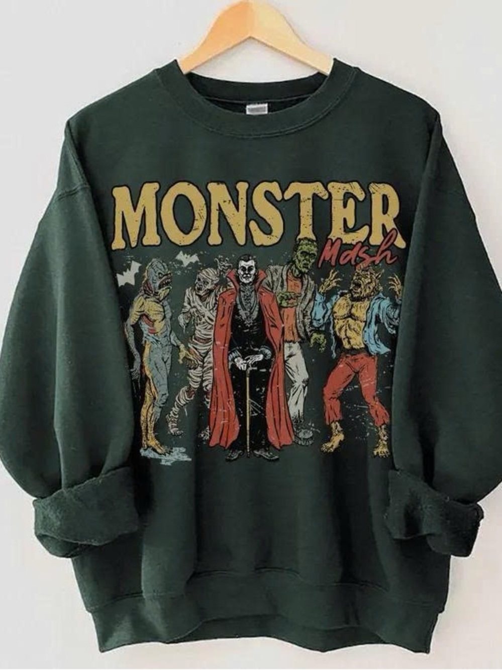 Monster Mash Graphic Short Sleeve Tee - Dark Green